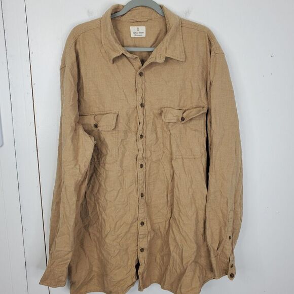 Mutual Weave Cotton Work Shirt Chore Tan Flap Pockets Mens 3XL Tall - Picture 1 of 11